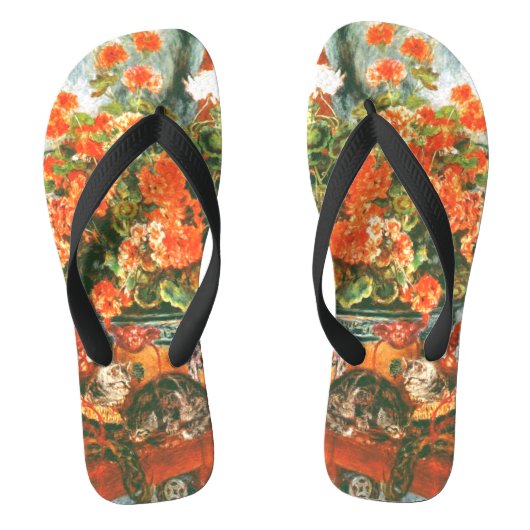 ピエール・オーギュストルノアール・ジェラニウムと猫 ビーチサンダル (フットベッド)