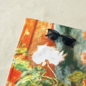 ピエール・オーギュストルノアール・ジェラニウムと猫 ビーチタオル (インサイチュ)