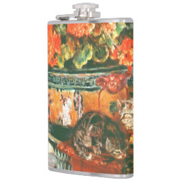 ピエール・オーギュストルノアール・ジェラニウムと猫 フラスク