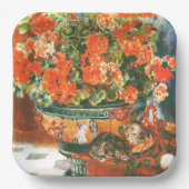 ピエール・オーギュストルノアール・ジェラニウムと猫 ペーパープレート (正面)