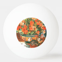 ピエール・オーギュストルノアール・ジェラニウムと猫 卓球ボール