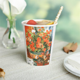 ピエール・オーギュストルノアール・ジェラニウムと猫 紙コップ