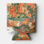 ピエール・オーギュストルノアール・ジェラニウムと猫 缶クーラー (正面)