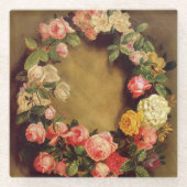 ピエール=オーギュストルノアール-バラの王冠 ガラスコースター (正面)