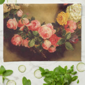 ピエール=オーギュストルノアール-バラの王冠 キッチンタオル (折り畳み)