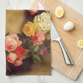 ピエール=オーギュストルノアール-バラの王冠 キッチンタオル (四つ折り)