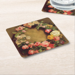 ピエール=オーギュストルノアール-バラの王冠 スクエアペーパーコースター