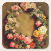 ピエール=オーギュストルノアール-バラの王冠 スクエアペーパーコースター (正面)