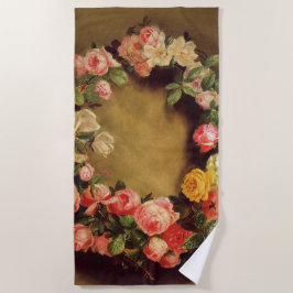 ピエール=オーギュストルノアール-バラの王冠 ビーチタオル