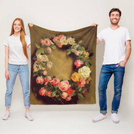 ピエール=オーギュストルノアール-バラの王冠 フリースブランケット