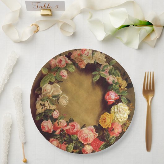 ピエール=オーギュストルノアール-バラの王冠 ペーパープレート (ウェディング)