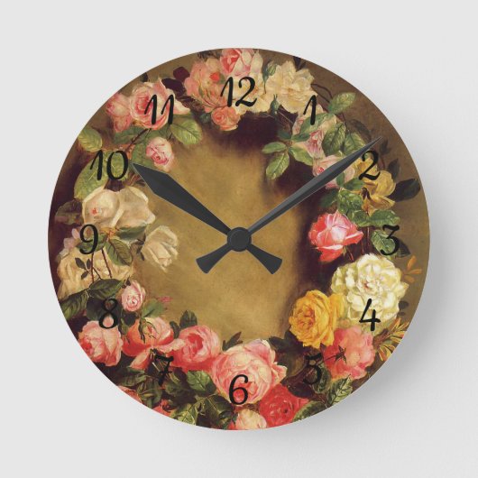 ピエール=オーギュストルノアール-バラの王冠 ラウンド壁時計 (正面)