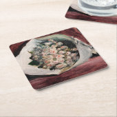 ピエール=オーギュストルノアール – ブーケ入りボックス スクエアペーパーコースター (アングル)