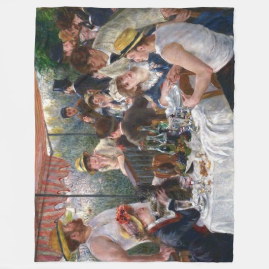 ピエール・オーギュストルノアール – ボートパーティーの昼食会 フリースブランケット (正面)