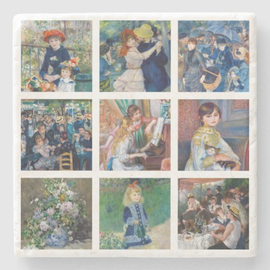 ピエール – オーギュストルノアール-最高傑作グリッドコラージュ ストーンコースター (正面)