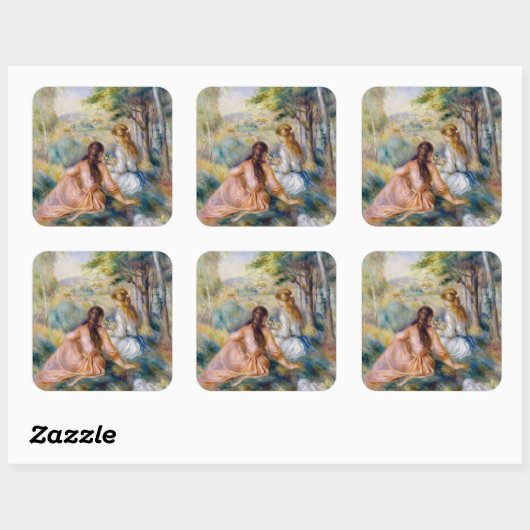 ピエール=オーギュストルノアール – 牧草地で スクエアシール (シート)