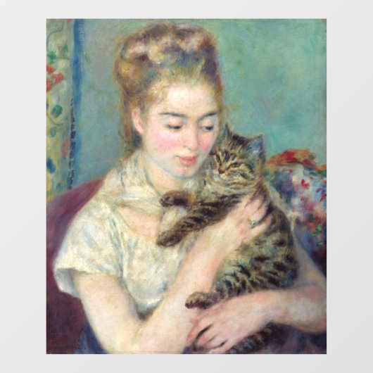 ピエール・オーギュストルノアール – 猫を飼った女性 ウィンドウサイン (シート)
