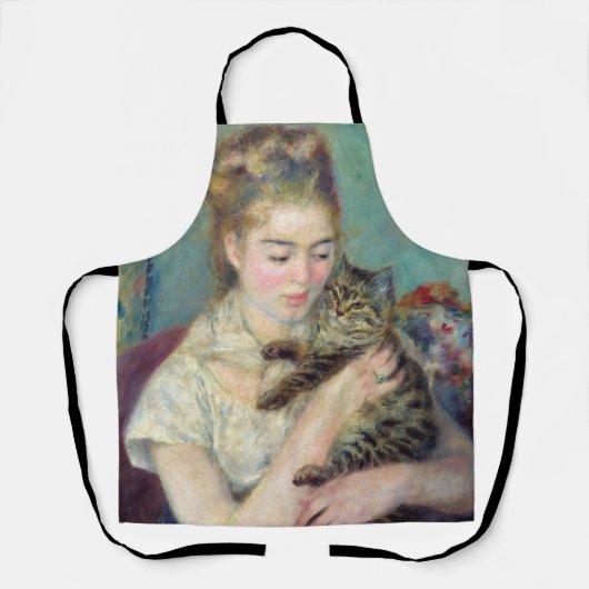 ピエール・オーギュストルノアール – 猫を飼った女性 エプロン (正面)
