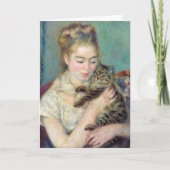 ピエール・オーギュストルノアール – 猫を飼った女性 カード (正面)
