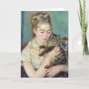 ピエール・オーギュストルノアール – 猫を飼った女性 カード