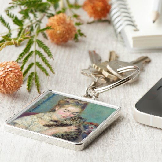 ピエール・オーギュストルノアール – 猫を飼った女性 キーホルダー (側面)