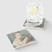 ピエール・オーギュストルノアール – 猫を飼った女性 ストーンコースター (横)