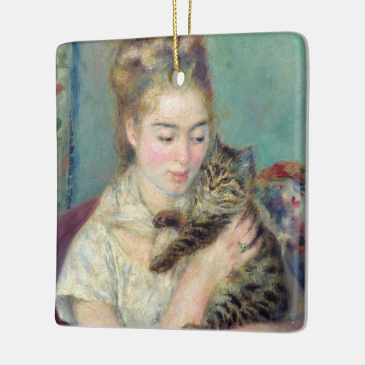 ピエール・オーギュストルノアール – 猫を飼った女性 セラミックオーナメント (左)