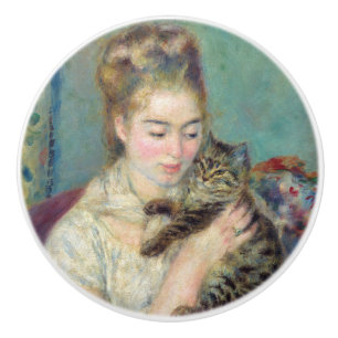 ピエール・オーギュストルノアール – 猫を飼った女性 セラミックノブ