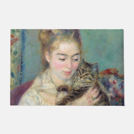 ピエール・オーギュストルノアール – 猫を飼った女性 ドアマット (正面)