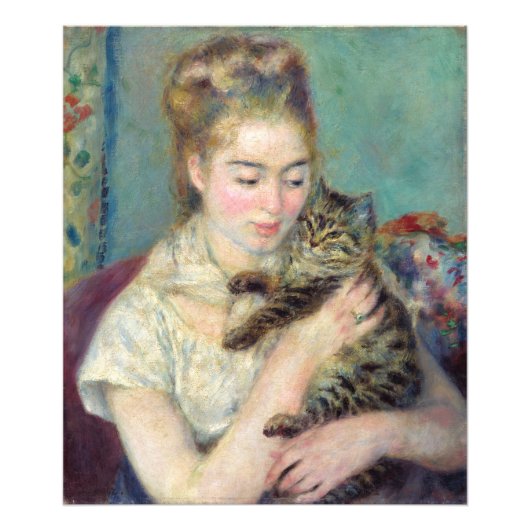 ピエール・オーギュストルノアール – 猫を飼った女性 フォトプリント            (正面)