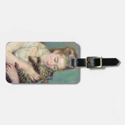 ピエール・オーギュストルノアール – 猫を飼った女性 ラゲッジタグ (正面横)