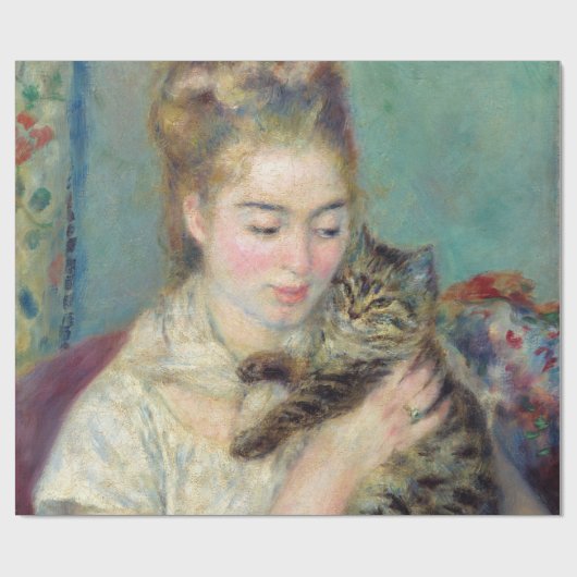 ピエール・オーギュストルノアール – 猫を飼った女性 ラッピングペーパー (フラット)