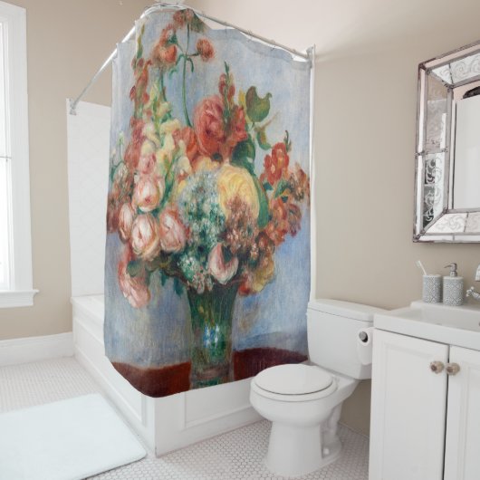 ピエール・オーギュストルノアール – 花瓶の中の花 シャワーカーテン (インサイチュ)