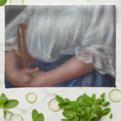 ピエール・オーギュストルノアール – 若い女性の着席 キッチンタオル (折り畳み)