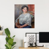 ピエール・オーギュストルノアール – 若い女性の着席 ポスター (ホームオフィス)