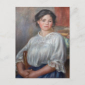 ピエール・オーギュストルノアール – 若い女性の着席 ポストカード (正面)