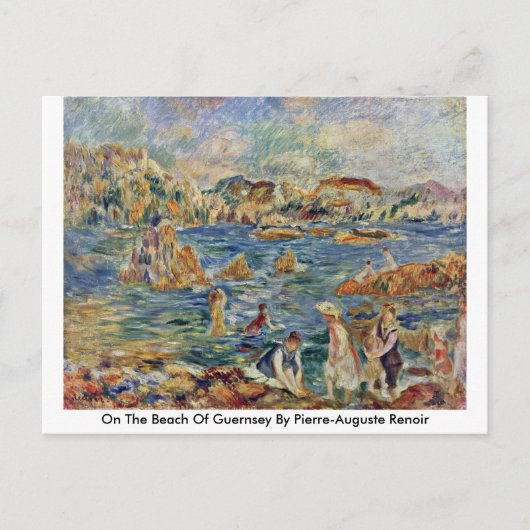 ピエール=オーギュスト・ルノアールによるゲルンジーのビーチで ポストカード (正面)