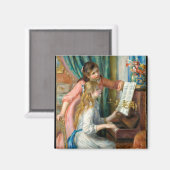 ピエール=オーギュスト・ルノアールのピアノの少女 マグネット (正面/裏面)