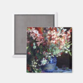 ピエール・オーギュスト・ルノアールの花瓶にグラジオラス マグネット (正面/裏面)