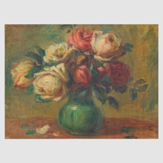 ピエール=オーギュスト・ルノアールの花瓶のバラ 薄葉紙 (正面)