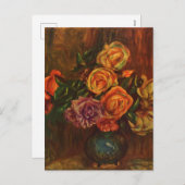 ピエール·オーギュスト·ルノアール·スティル·ライフ·ウィズ·バラ シーズンポストカード (正面/裏面)