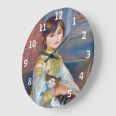 ピエール・オーギュスト・ルノアール – 猫との子ども ラージ壁時計 (傾斜)