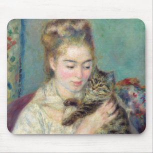 ピエール・オーギュスト・ルノアール – 猫を飼う女性 マウスパッド