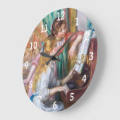 ピエール・オーギュスト・ルノアール – 若い少女たちのピアノ ラージ壁時計 (傾斜)