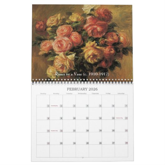 ピエール・オーギュスト・ルノワールのヴィンテージ印象派 カレンダー (2月 2026)