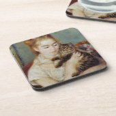 ピエール=オーギュスト・ルノワール著猫を持つ女性 コースター (左側)