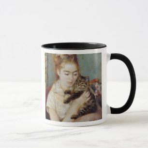 ピエール=オーギュスト・ルノワール著猫を持つ女性 マグカップ
