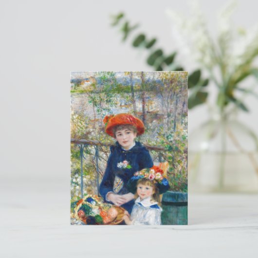 ピエール=オーギュスト・ルノワール - テラスに座る二人の姉妹 ポストカード (スタンド正面)