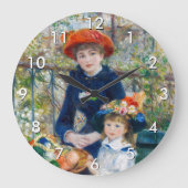 ピエール＝オーギュスト・ルノワール - テラスに座る二人の姉妹 ラージ壁時計 (正面)