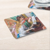 ピエール=オーギュスト・ルノワール - ピアノの少女たち スクエアペーパーコースター (アングル)